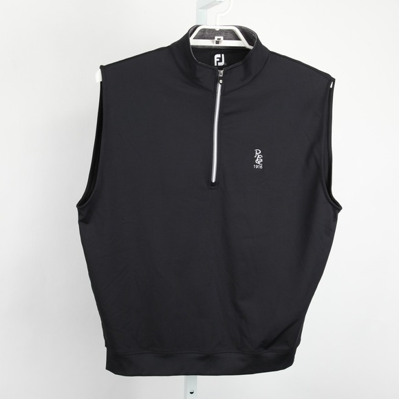 FootJoy Golf Vest Mens Large Black Quarter Zip Sleeveless Rochester Golf & CC - Picture 2 of 11